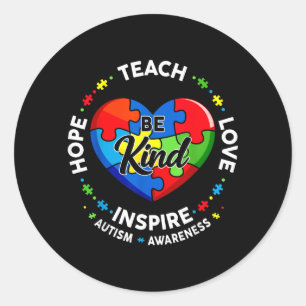 Teach Love Inspire Puzzle for Teacher Women Autism Classic Round Sticker