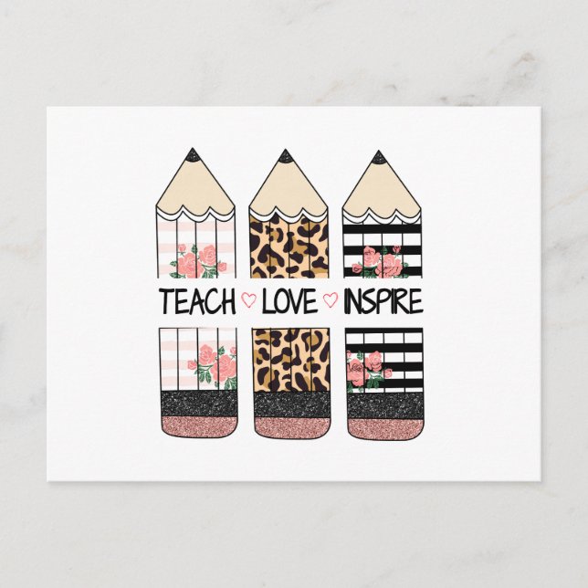 Teach Love Inspire Quote  Postcard (Front)