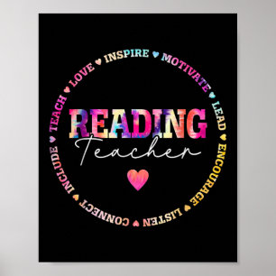 Teach Love Inspire Reading Teacher Tie Dye Back To Poster