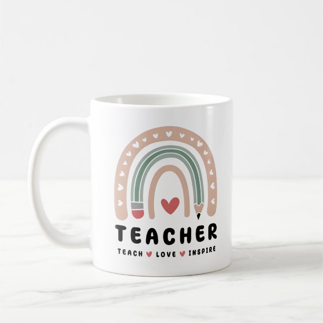 Teach Love Inspire Retro Design Coffee Mug (Left)