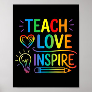 Teach love inspire retro teacher back to school poster