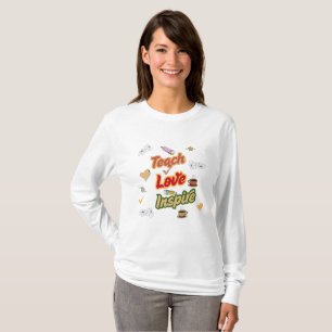 Teach Love Inspire Retro Teacher Quote T-Shirt