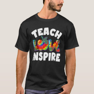 Teach Love Inspire Retro Teacher Vintage Groovy W T-Shirt