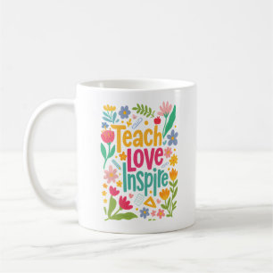 Teach Love Inspire Retro Text Design Coffee Mug