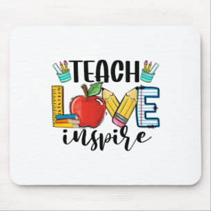 Teach Love Inspire Shirt Funny Ck To School Teache Mouse Pad