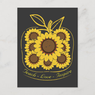 Teach Love Inspire Sunflower School Teacher Postcard