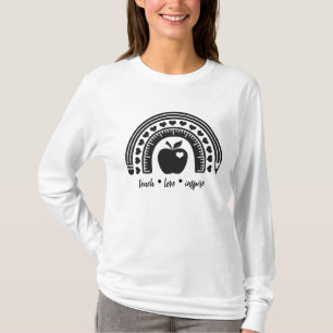 Teach Love Inspire Teacher Rainbow Apple T-Shirt