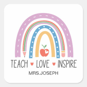 Teach Love Inspire Teacher  Square Sticker