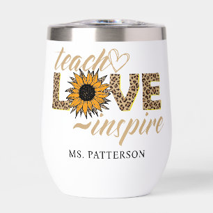 Teach Love Inspire Teacher Sunflower Modern Name