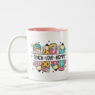 Teach Love Inspire Teacher  Two-Tone Coffee Mug