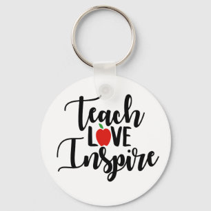 Teach love inspire Teacher words keychain