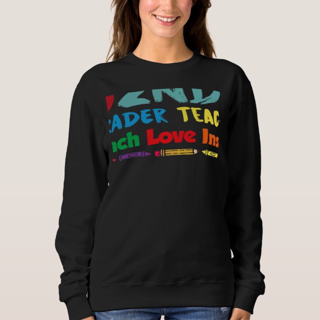 Teach Love Inspire Valentines Day 2nd Grade Teache Sweatshirt (Front)