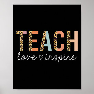 Teach Love Insre Leopard Back To School Cute Teach Poster