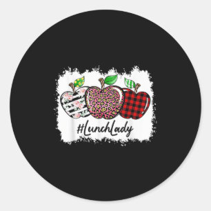 Teach Love Insre Lunch Lady Leopard Red Plain  Classic Round Sticker
