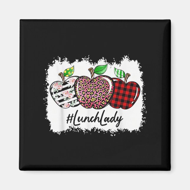 Teach Love Insre Lunch Lady Leopard Red Plain  Magnet (Front)