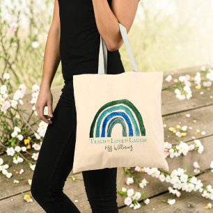 Teach Love Laugh Rainbow Teacher Appreciation Tote Bag