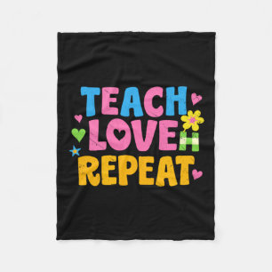 Teach Love Repeat Colourful Teacher Design Fleece Blanket