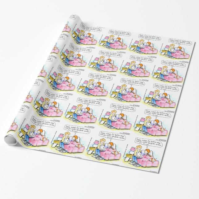 Teach Me To Read Satire Daddy Funny Wrapping Paper (Unrolled)