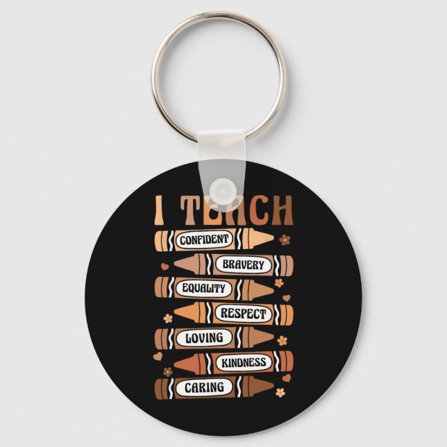 Teach Melanin Afro African Black History Month Tea Key Ring (Front)