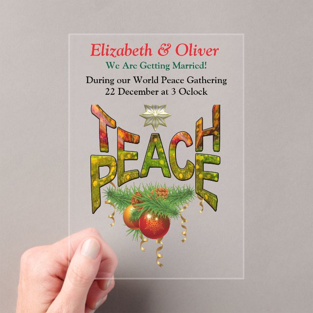 Teach Peace Christmas Gathering  Acrylic Invitations (Insitu (Handheld))