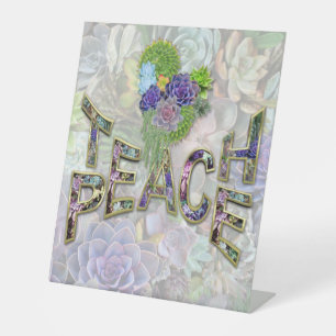 Teach Peace Christmas Gathering gifts Pedestal Sign