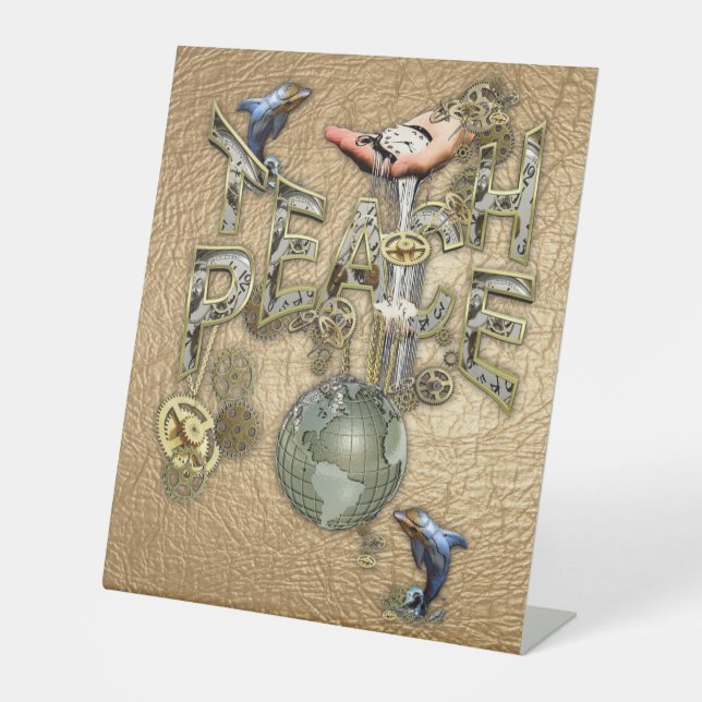 Teach Peace Christmas Gathering gifts Pedestal Sign (Front)