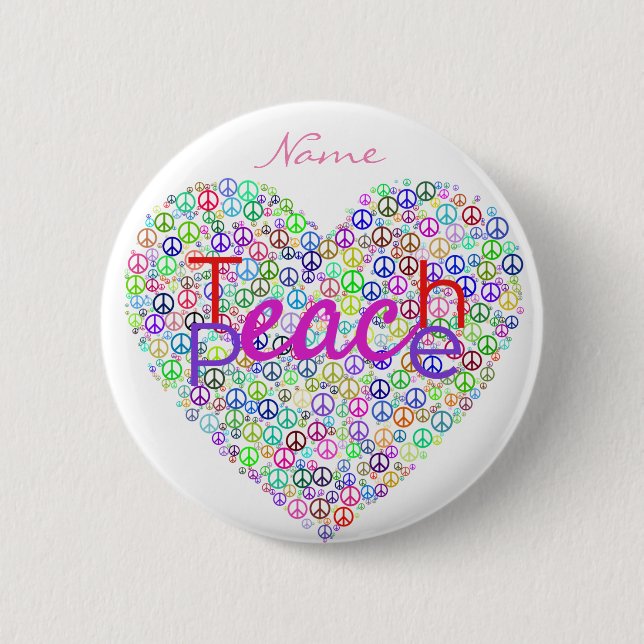 Teach Peace Heart Thunder_Cove 6 Cm Round Badge (Front)
