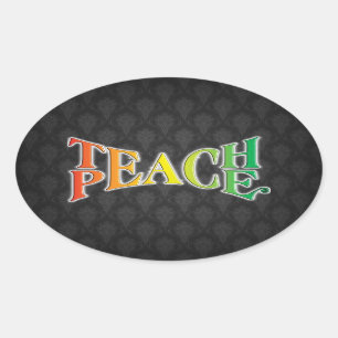 Teach Peace Oval Sticker