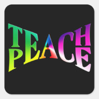 TEACH PEACE Rainbow Graphic On Black