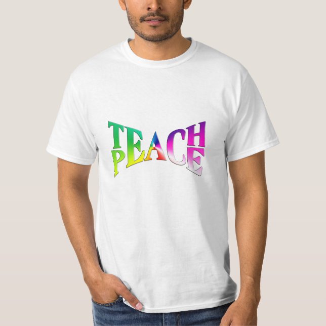 TEACH PEACE Rainbow Graphic T-Shirt (Front)