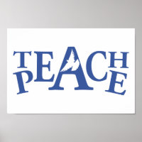 Teach peace single white dove slogan art