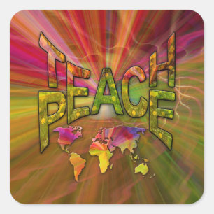 Teach Peace Square Sticker