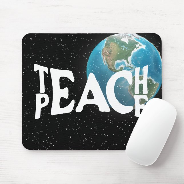 "Teach Peace" Text and Stars Mouse Pad (With Mouse)