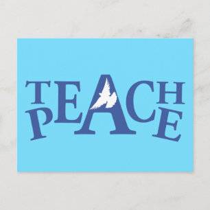 Teach peace white dove quote postcard