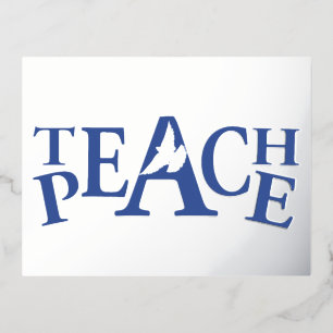 Teach peace white dove quote silver foil postcard