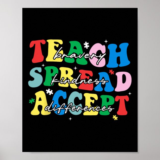 Teach Spread Accept Autism Acceptances Awarenes In Poster (Front)