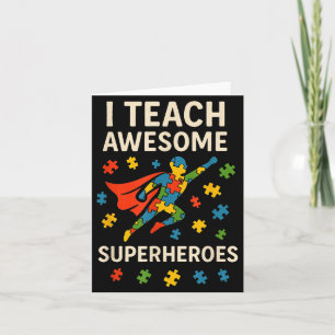 Teach Superheroes Autism Awareness Puzzle Card