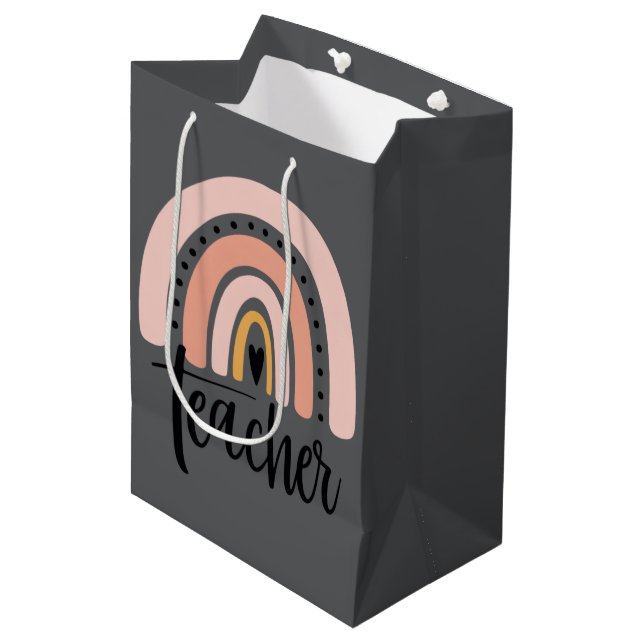 Teach Teacher Love Inspire Gift Rainbow  Medium Gift Bag (Front Angled)