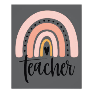 Teach Teacher Love Inspire Gift Rainbow Photo Print
