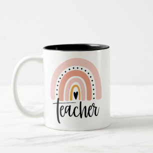 Teach Teacher Love Inspire Gift Rainbow  Two-Tone Coffee Mug
