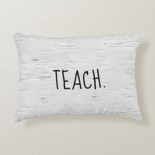 TEACH Text On Birch Tree Accent Pillow