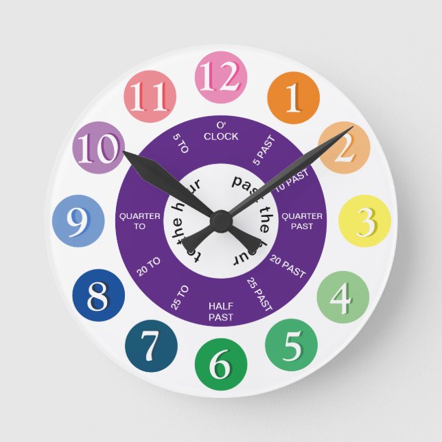 Teach The Time | Children's Round Clock (Front)