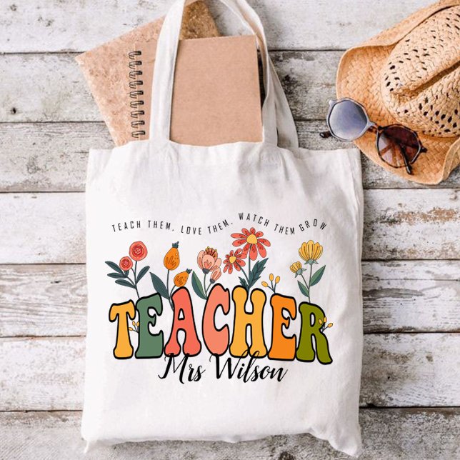 Teach Them Love Them Watch . Personalised Teacher  Tote Bag (Teach Them Love Them Watch . Personalized Teacher  Tote Bag )