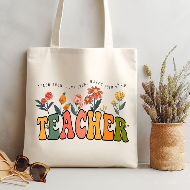 Teach Them Love Them Watch Them Grow. teacher gift Tote Bag (teach them,love them, watch them grow Tote bag,teacher gift,teacher appreciation gifts,teachers gift)