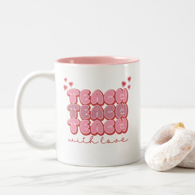 Teach With Love Two-Tone Coffee Mug (With Donut)