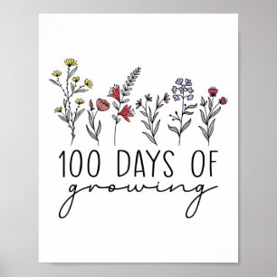 Teacher 100 Days Of Growing 100 Days Celebration T Poster
