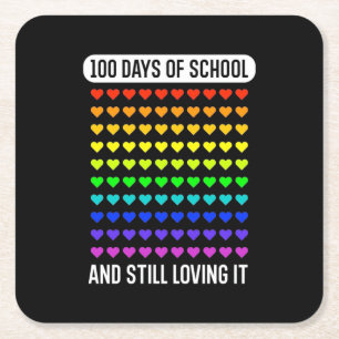 Teacher 100 Days Of School Square Paper Coaster