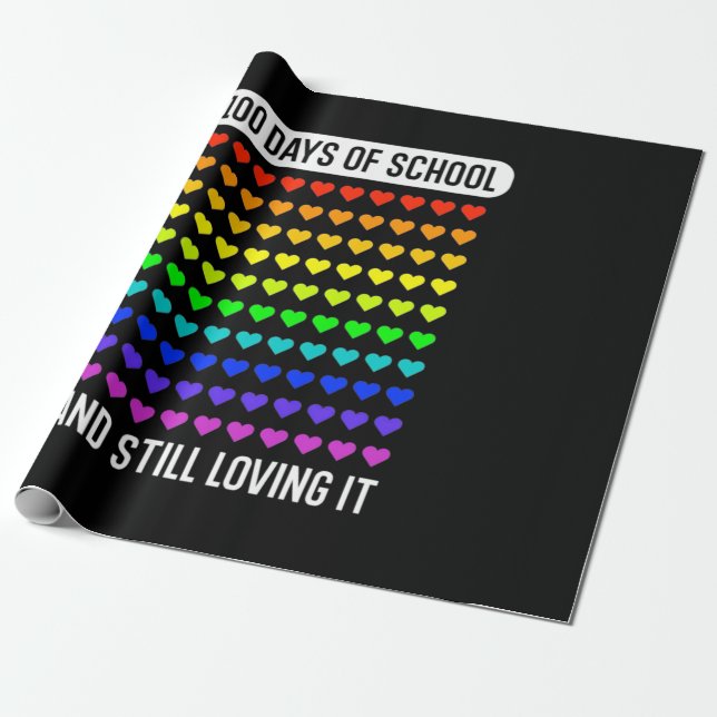 Teacher 100 Days Of School Wrapping Paper (Unrolled)