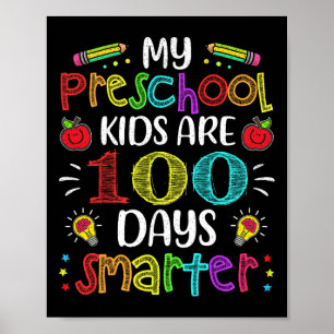 Teacher 100 Days Smarter 100th Day Of School Gift Poster