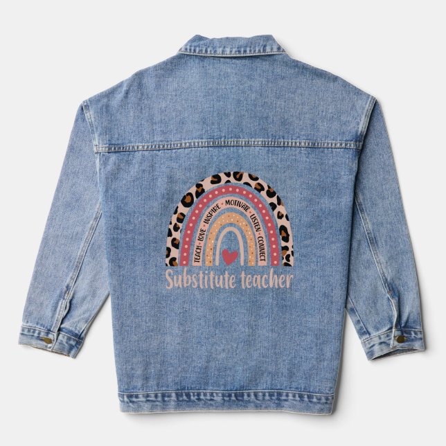Teacher 100th Day Of School Teacher Aide 1   Denim Jacket (Back)